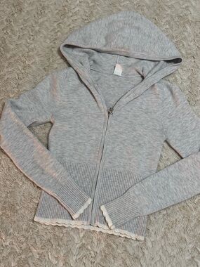 Hollister Gilly Hicks grey zip up jacket cropped Size M